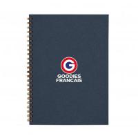Carnet a5 coin droit personnalisable fabrique en france bleu
